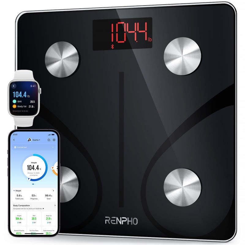 RENPHO Scale for Body Weight 500 lbs, Extra-High Capacity Smart Bathroom Scale with Ultra Wide Platform 12 x 12 inches, Body Fat Scale with Large LED Display, Health Monitor Sync App, Elis 1 L - Image 1