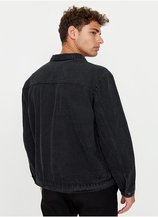 trendyol - Anthracite Regular Fit Denim Jacket TMNAW23CE00011 - Image 1