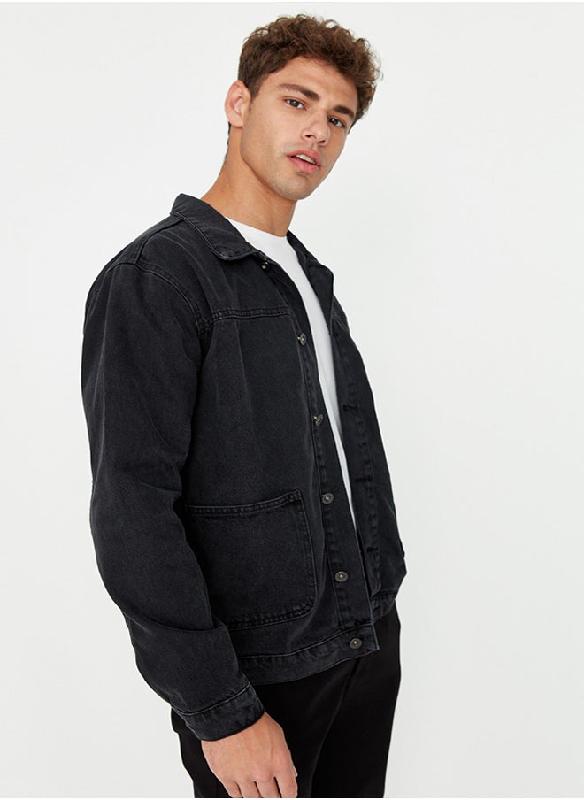 trendyol - Anthracite Regular Fit Denim Jacket TMNAW23CE00011 - Image 1