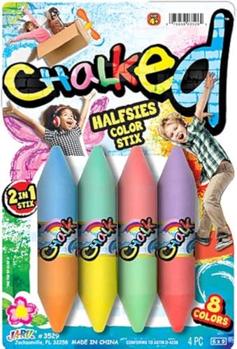 JARU Jumbo Double Sided Sidewalk Chalk 1 Pack NonToxic Washable Colored Chalk for Kids Ultimate Art Set Crayon Outdoor Street Drawing Party Easter Basket Stuffers 35291 - Image 1