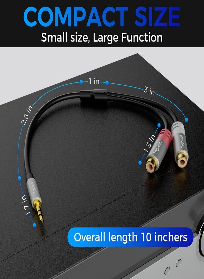 Togconn 3.5mm to 2 RCA Cable, [24k Gold Plated] Stereo RCA Y Splitter 3.5mm Male to 2RCA Female Stereo Audio Adapter, for iPhone iPod iPad MP3 Tablets HiFi Stereo System Computer Sound Speaker - Image 2