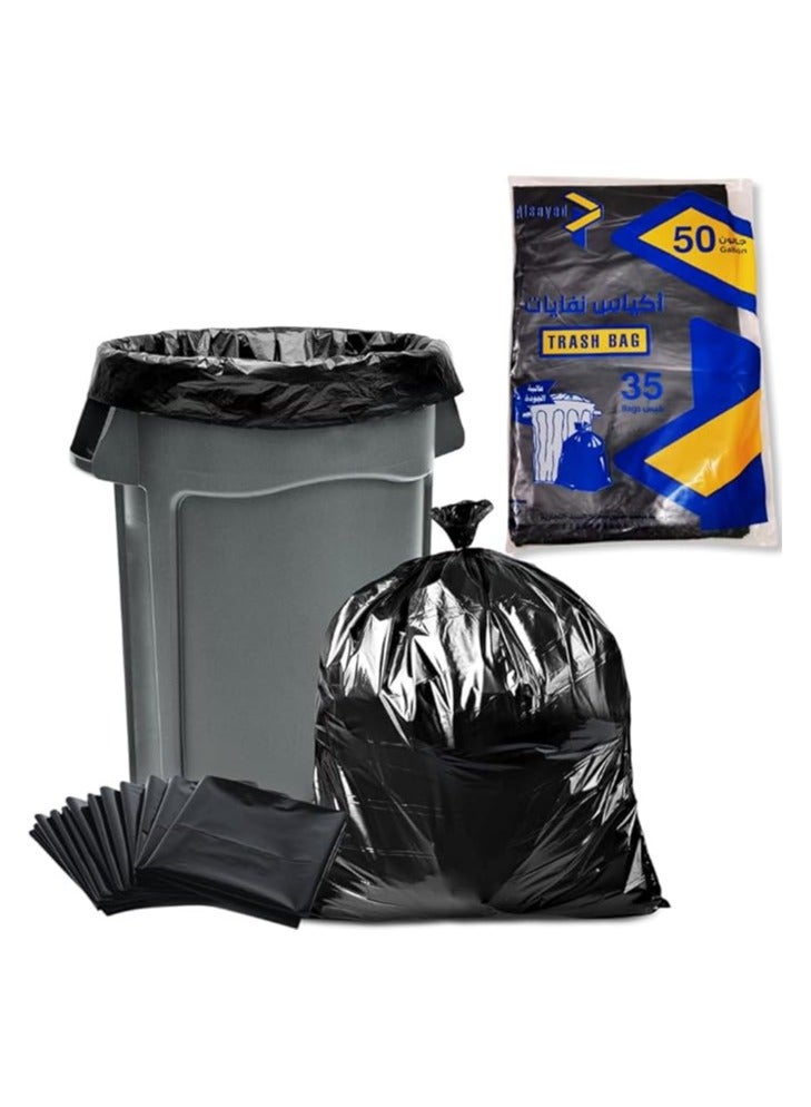 AlsayedP 50 Gallon Heavy Duty Trash Bags 35 Black Plastic Garbage Bags for Contractor, Industrial, Home, Kitchen, Commercial, Yard, Lawn, Leaf (50 Gallons, 35 Bags) - Image 1