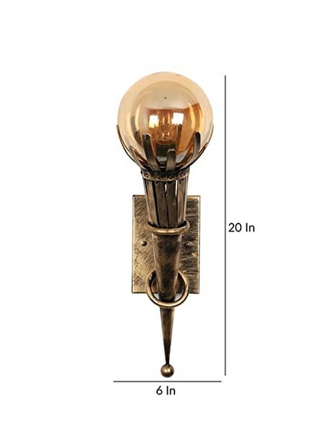 kinis Wall Light/Wall Lamp to Décor Home/Living Room/Bedroom/Office/Dining/Cafe/Restaurants, Mashal Luster Globe, Golden Antique (Pack of 1, Without Bulb) - Image 3