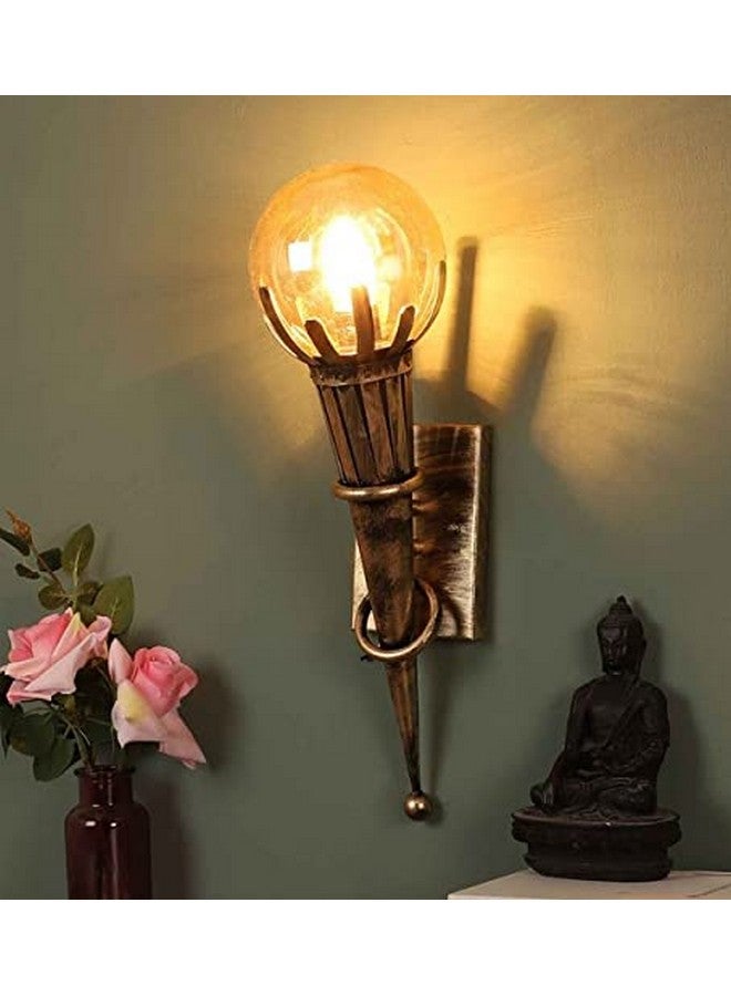 kinis Wall Light/Wall Lamp to Décor Home/Living Room/Bedroom/Office/Dining/Cafe/Restaurants, Mashal Luster Globe, Golden Antique (Pack of 1, Without Bulb) - Image 1