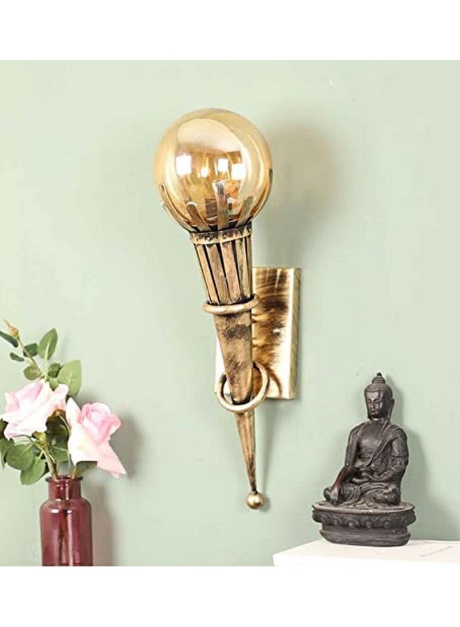 kinis Wall Light/Wall Lamp to Décor Home/Living Room/Bedroom/Office/Dining/Cafe/Restaurants, Mashal Luster Globe, Golden Antique (Pack of 1, Without Bulb) - Image 2