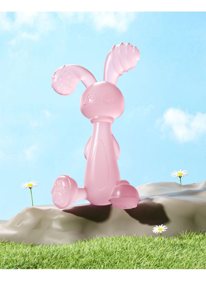 Baby Bunny Silicone Teether Baby Teething Soothing Teether Stick Anti-eating Hand Artifact Bite Toy-Color:Light Pink Liquid Silicone-rabbit Teether [bag]] - Image 1