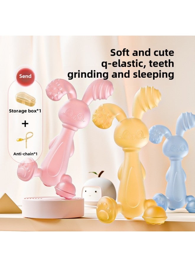 Baby Bunny Silicone Teether Baby Teething Soothing Teether Stick Anti-eating Hand Artifact Bite Toy-Color:Light Pink Liquid Silicone-rabbit Teether [bag]] - Image 3
