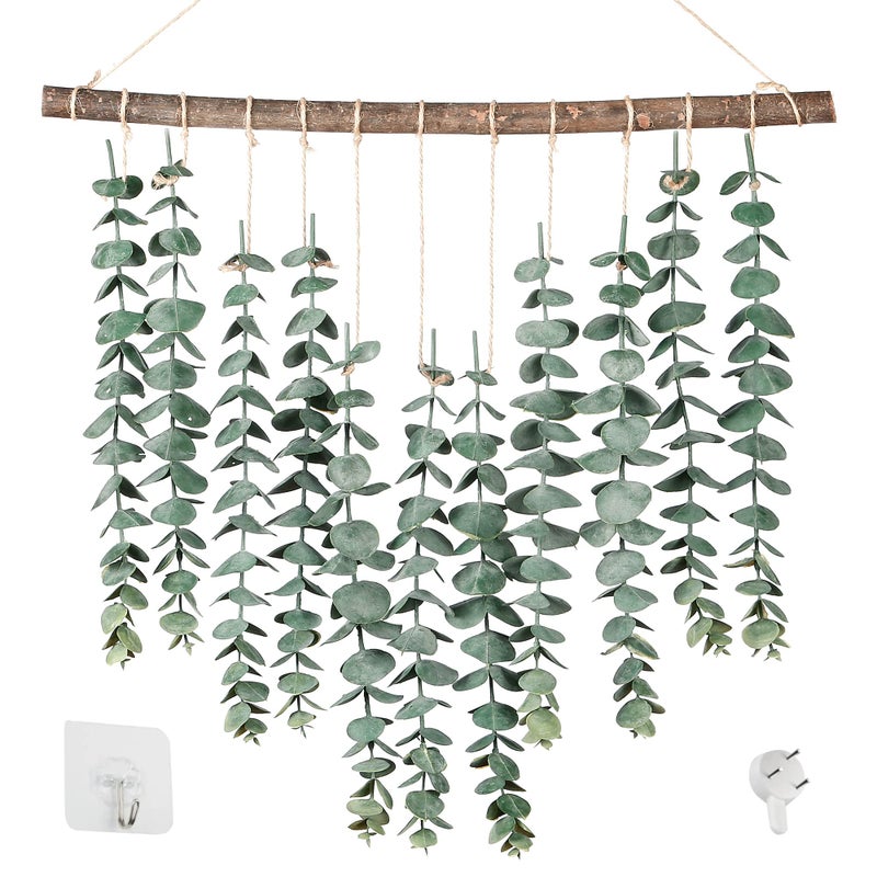 Sggvecsy 17.7â€˜â€™Eucalyptus Wall Hanging Artificial Eucalyptus Plant Fake Greenery Vine Boho Wall Decor for Apartment Bathroom Bedroom Kitchen Farmhouse Home Living Room Office Decorations - Image 1