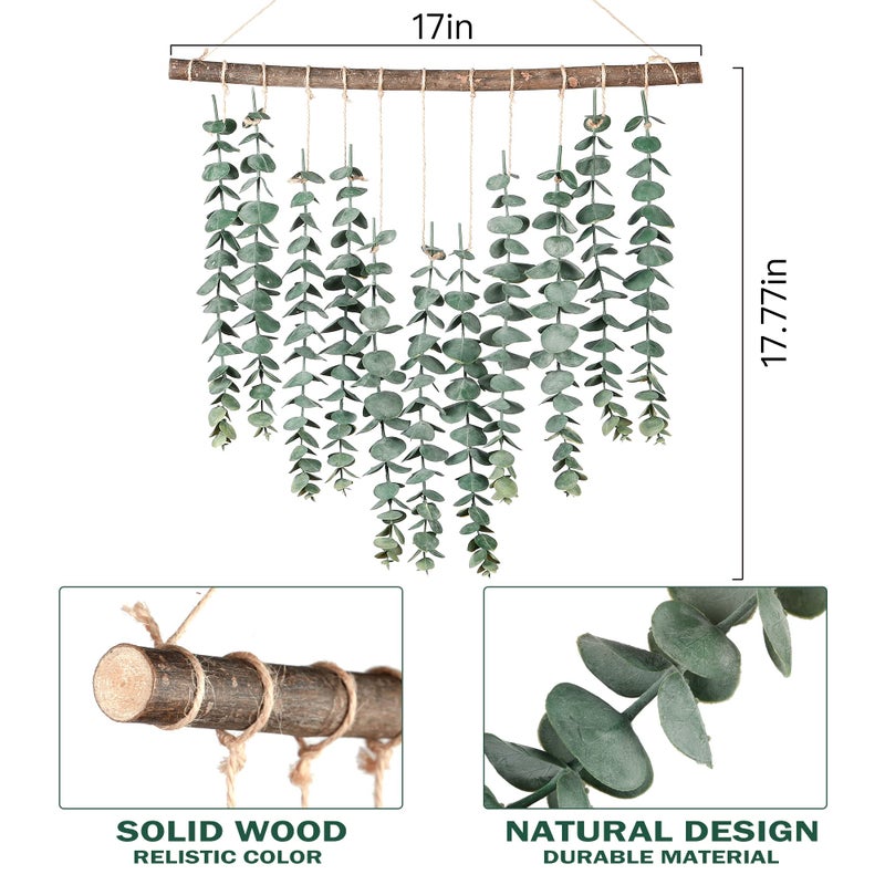 Sggvecsy 17.7â€˜â€™Eucalyptus Wall Hanging Artificial Eucalyptus Plant Fake Greenery Vine Boho Wall Decor for Apartment Bathroom Bedroom Kitchen Farmhouse Home Living Room Office Decorations - Image 5