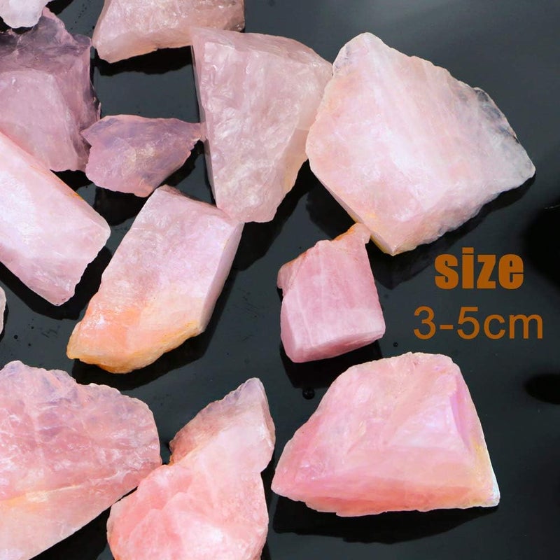 FIREBOOMOON 2lb/950g Rough Natural Rose Quartz Crystal Raw Stone Gemstone Crystal Rock for Cabbing,Tumbling,Cutting,Polishing,Lapidary,Wire Wrapping,Healing Reiki,Jewelry Making,Home Decoration(Pink) - Image 2