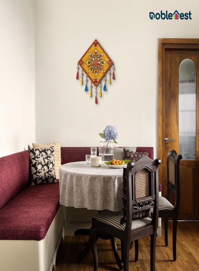 Noblenest Gujrati Wooden Wall Art Hanging for Living Traditional Rangoli Design Room Decoration Item for Home, Modern Decor Items, Wall Hanging for Office and Bedroom (NGYL-082435) - Image 3