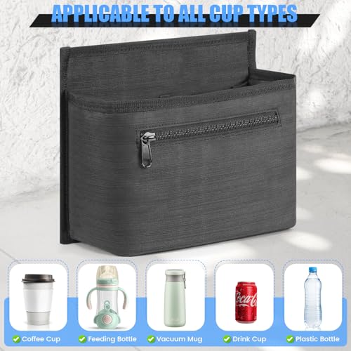 ZHCHG Luggage Travel Cup Holder Attachment for Suitcase Drink Carrier Caddy, Coffee Mug and Tumblers, Traveler Carry on Hands Free Accessory- Gifts for Flight Attendants Travelers Accessories- Black - Image 2