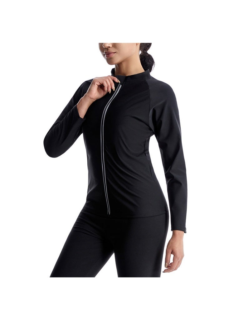 Jourvent Women’s Sauna Sweat Suit 2-Piece Set Jacket and Pants Premium Fabric for Enhanced Sweating and Body Shaping Fitness Workout Daily Wear - Image 5