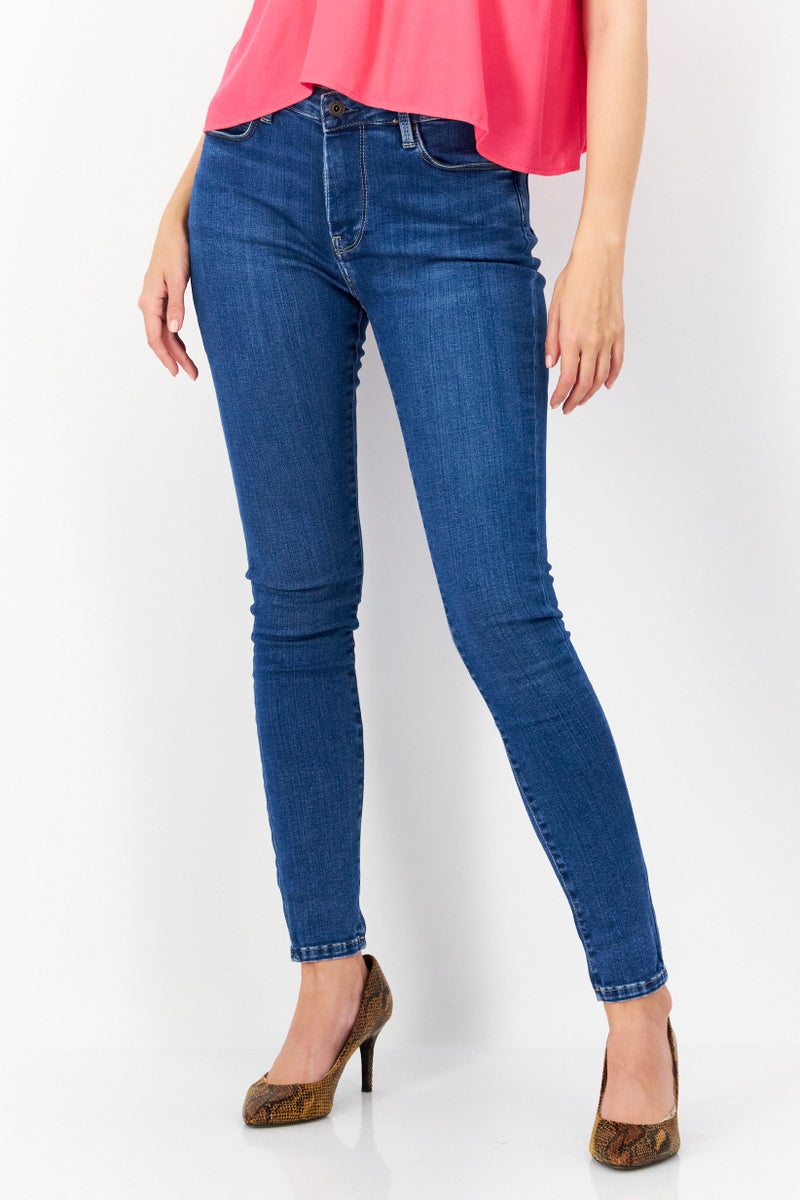 Pepe Jeans جينز دنيم ضيق للنساء، مغسول، أزرق - Image 1