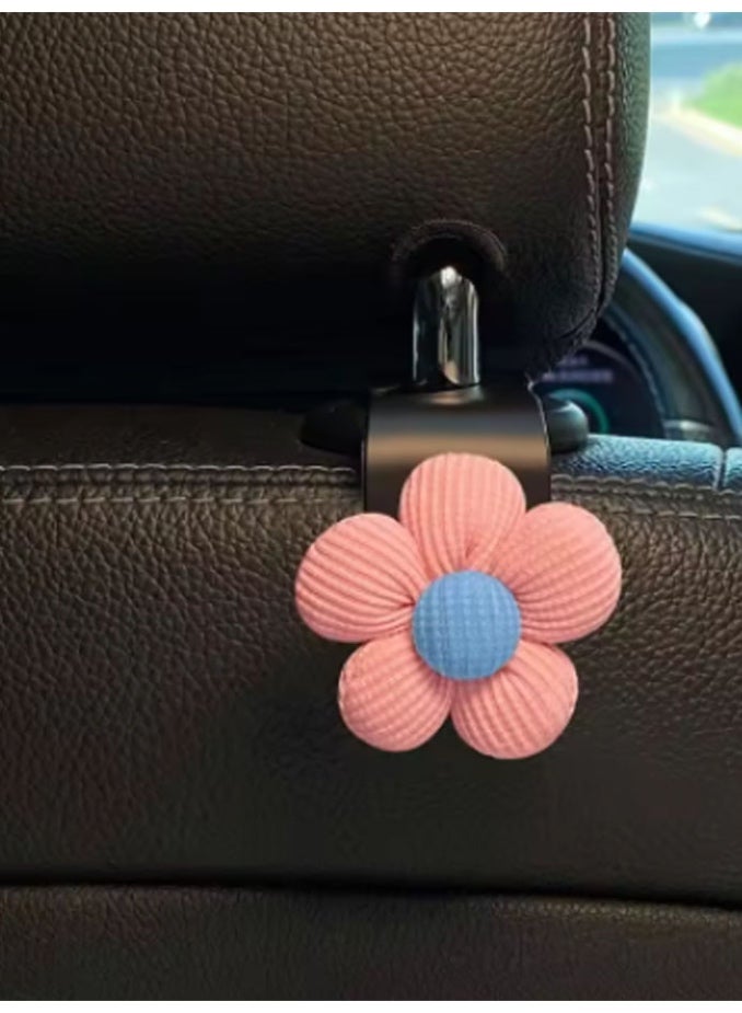 Car hook and organizer for car seat backs, headrest hook for hanging bags umbrellas and handbags with  pink rose design