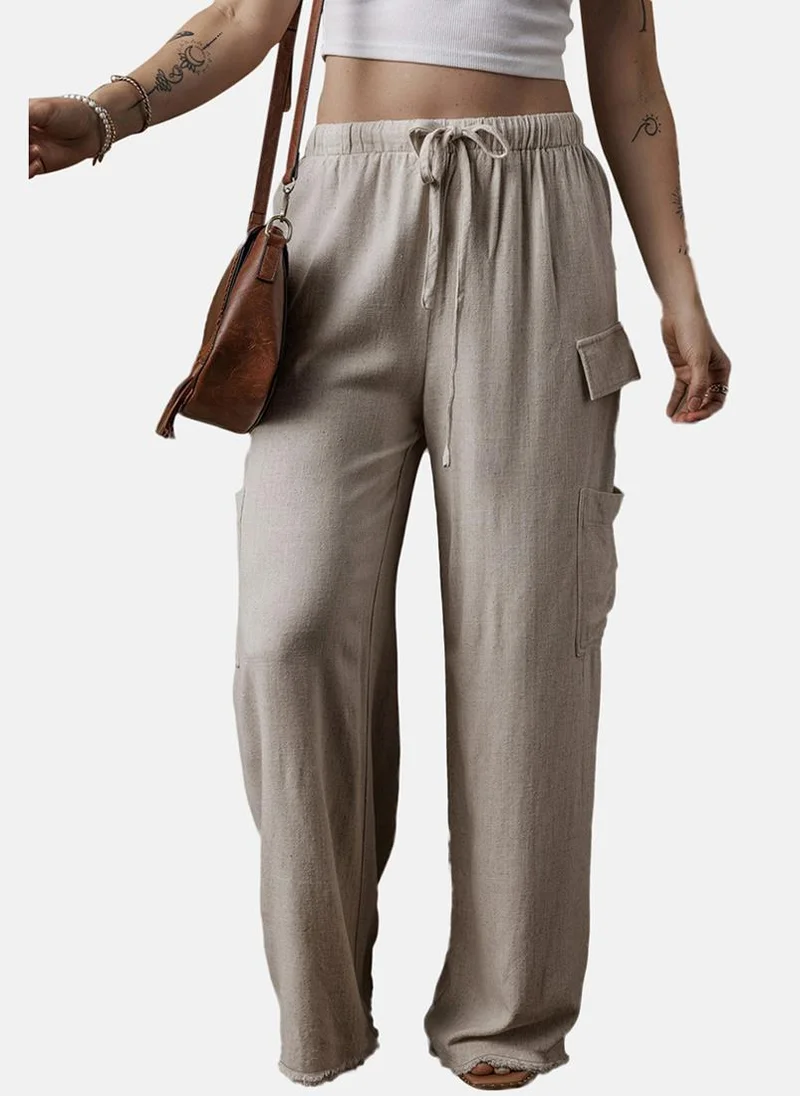 YUNIQEE Beige Plain Casual Trouser