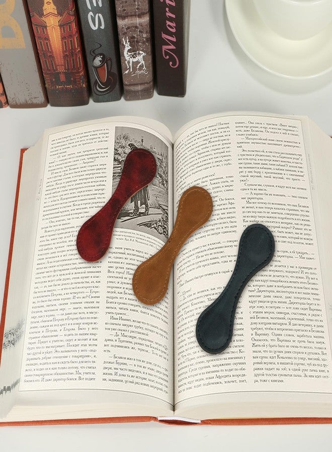 ثلاث قطع من فواصل الكتب الجلدية المغناطيسية مع علبة هدايا، مشابك صفحات يدوية الصنع بتصميم عتيق للنساء والرجال، فواصل صفحات مزدوجة الجوانب للقراء والمعلمين والطلاب ومحبي الكتب - Image 5