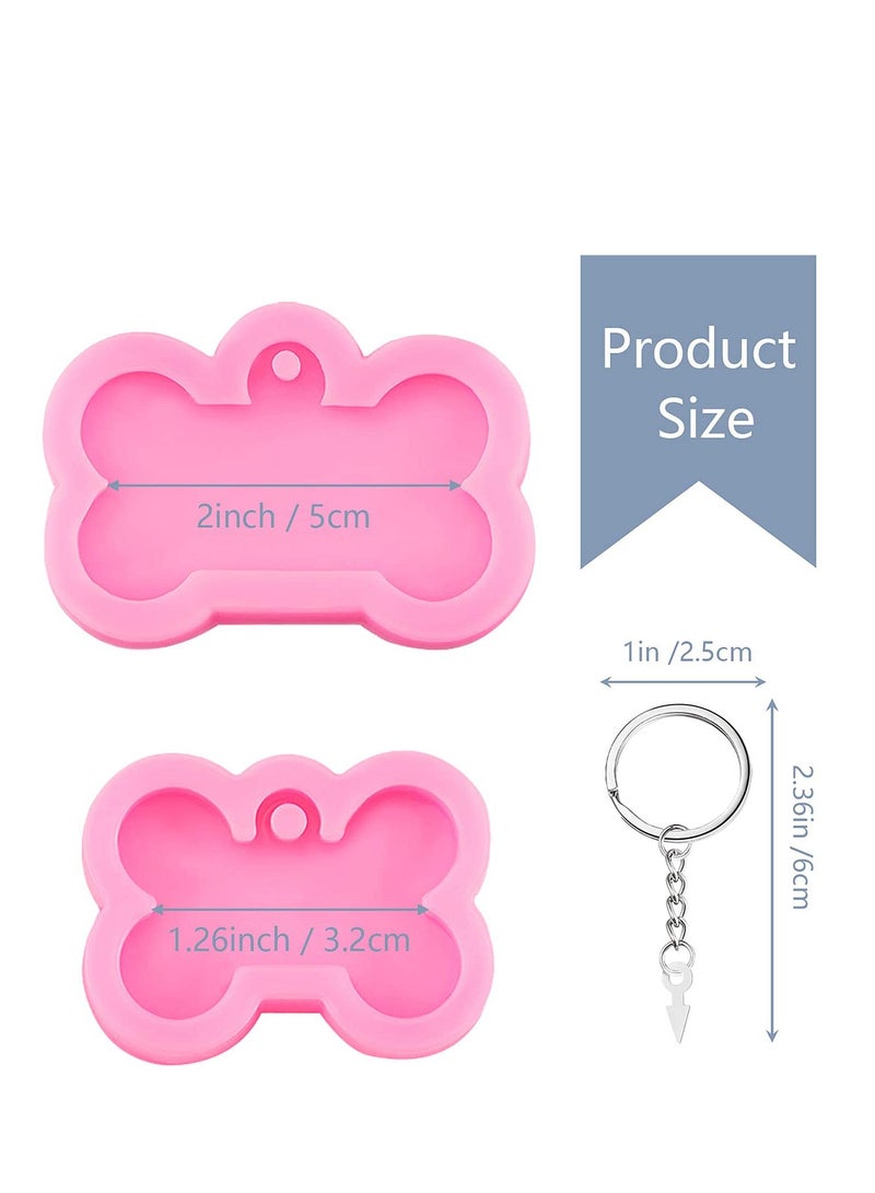 SYOSI Silicone Mold Dog Bone Shaped, Silicone Dog Bone Keychain Pendant Clay Mold and 10 Pieces Key Rings for Kitchen or Homemade Crafts DIY, 2 Sizes 6 Pieces - Image 2