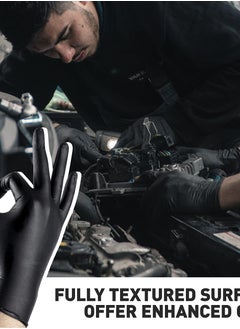 SYOSI Nitrile Gloves Disposable Latex Free, Fully Textured, Extra Thick Strong, Food Safe, for Cooking, Tattoo, Painting, Automotive, Mechanics, Large (Black, 50 Count)  - Image 4