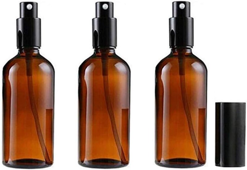 1 oz(30ml) Amber Glass Bottles Empty Spray Bottle Round Glass Bottle with Black Sprayer - Perfect for Essential Oil Formulas,Aromatherapy and All Natural Cleaning Products (3 Pieces)
