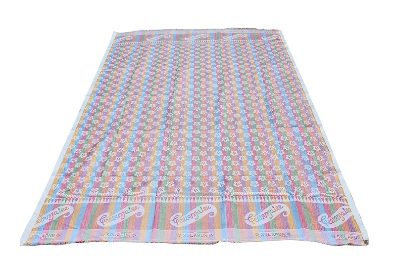 Mandhania Solapur Chaddar Single Blanket Cotton,Rayon & Viscose Pack of 1 - Rainbow - Image 2