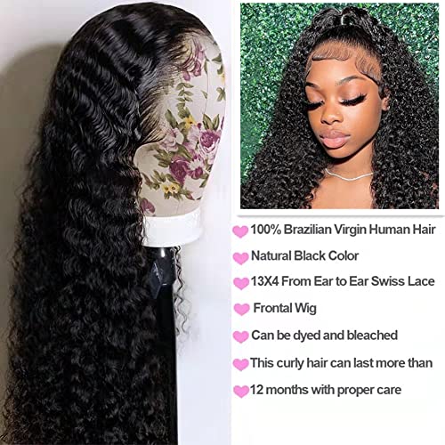 Yuzhou Grace 26 Inch Lace Front Wig Human Hair Deep Wave 13x4 Lace Frontal Curly Wigs Wet and Wavy 180 Density HD Lace Front Wigs Pre Plucked with Baby Natural Hairline 13x4 deep wave wig - Image 3