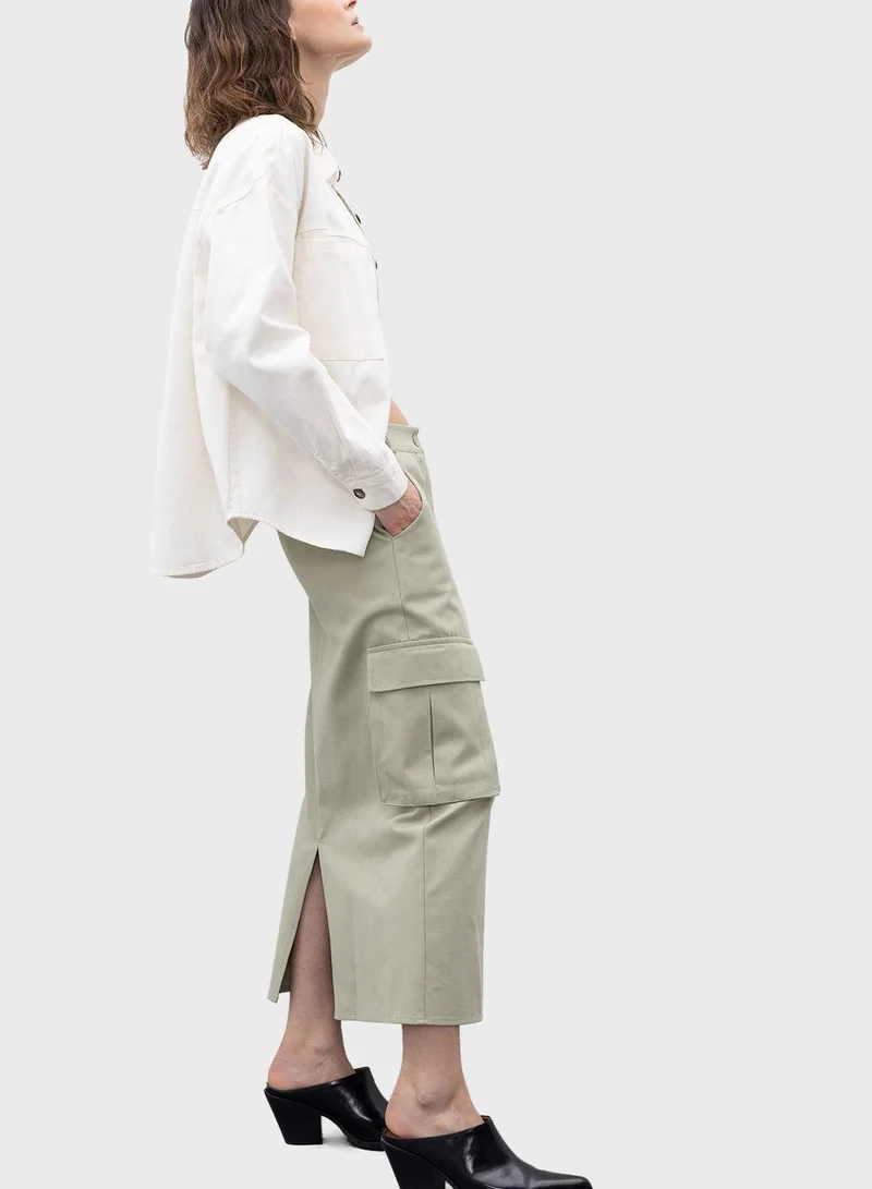 DeFacto Pocket Detailed 100% Cotton Pencil Skirt