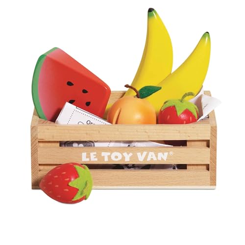 Le Toy Van - Wooden Honeybee Market Fruits '5 a Day' Crate | Fun Role Play Supermarket Pretend Play Shop Food | Great Gift for Boys Or Girls, Smoothie Fruits Crrate (TV183) - Image 1