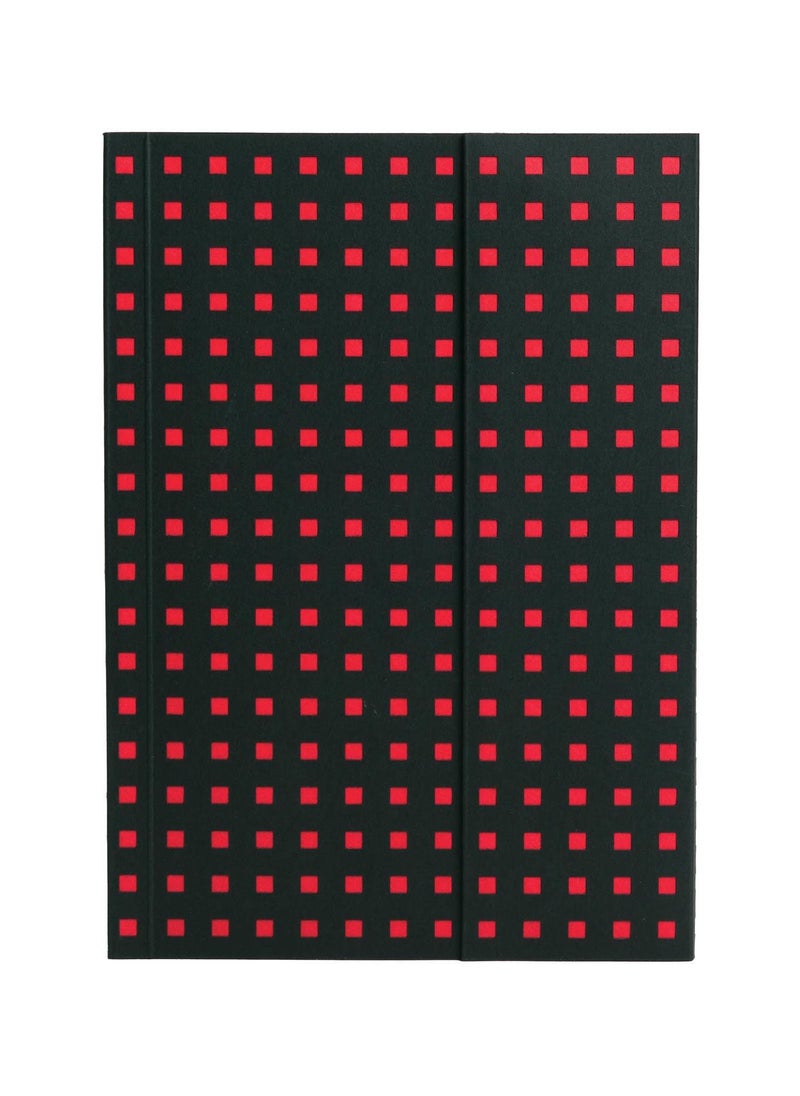 Paper-Oh - Quadro Black on Red B6 Lined Wrap Closure 112 Pages 100gsm Notebook - Image 1