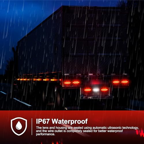 PVerandio 6Pcs 6 Inch Oval LED Trailer Lights Red and White 10 LED Tail Lights for Trucks RV Jeep 6” Oval LED Stop/Turn/Tail Lights w/ 3-pin Water Tight Plug & Flush Mount Grommets Sealed 12V - Image 4