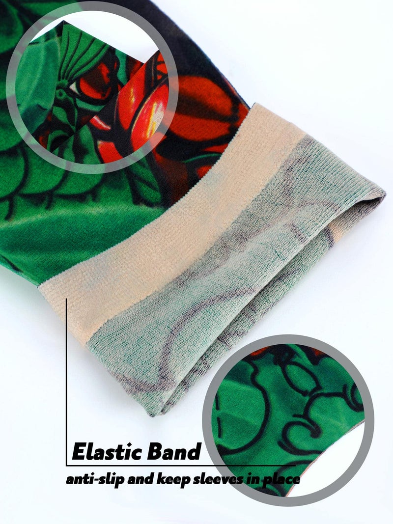 Boao 20 Pcs Men's Cooling Arm Sleeves Long Fingerless Arm Cover Anti Slip UV Sun Protection Sports Temporary Tattoo Sleeves(Delicate Style,Medium) - Image 5