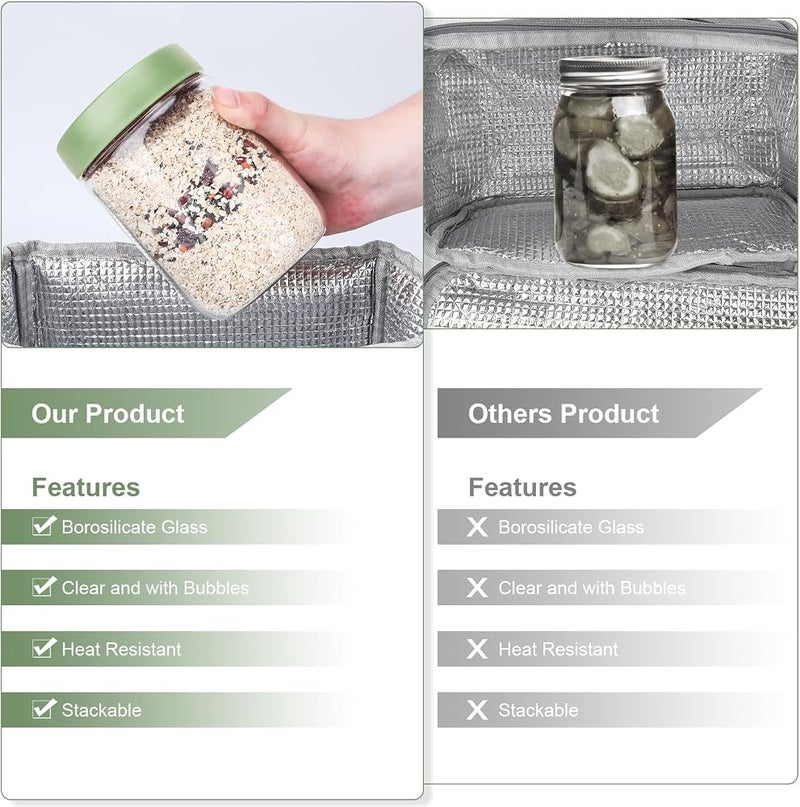 BIGTHREE Borosilicate Small Glass Jars with Lids, 2 Pcs Overnight Oats Containers with Lids, Leak Proof Glass Jar, for Overnight Oats, Yoghurt, Chia Pudding, Porridge, Jam, Dressing, Spice - Image 5