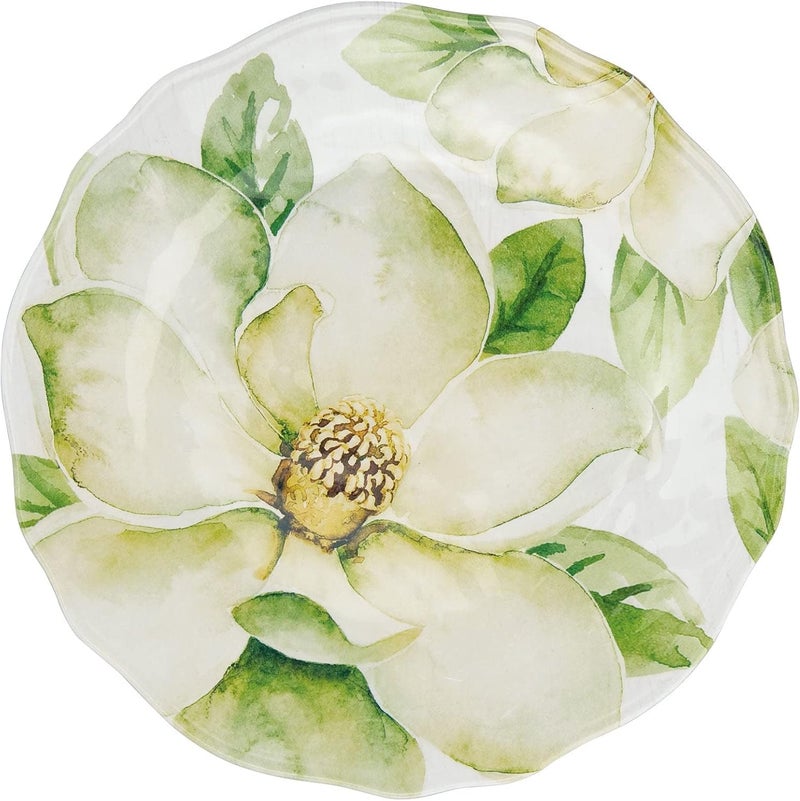 UP طقم أدوات المائدة من UPware مكون من 12 قطعة من الميلامين بتصميم ماغنوليا للخارج، مجموعة أطباق وأوعية لخدمة 4 أشخاص باللون الأخضر - Image 4