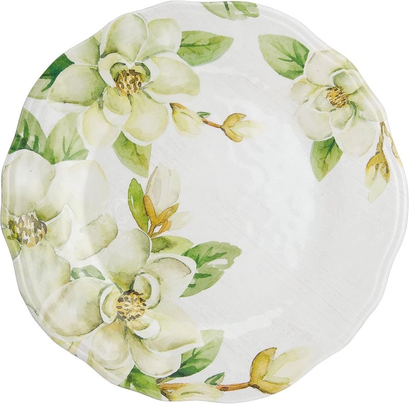 UP طقم أدوات المائدة من UPware مكون من 12 قطعة من الميلامين بتصميم ماغنوليا للخارج، مجموعة أطباق وأوعية لخدمة 4 أشخاص باللون الأخضر - Image 3