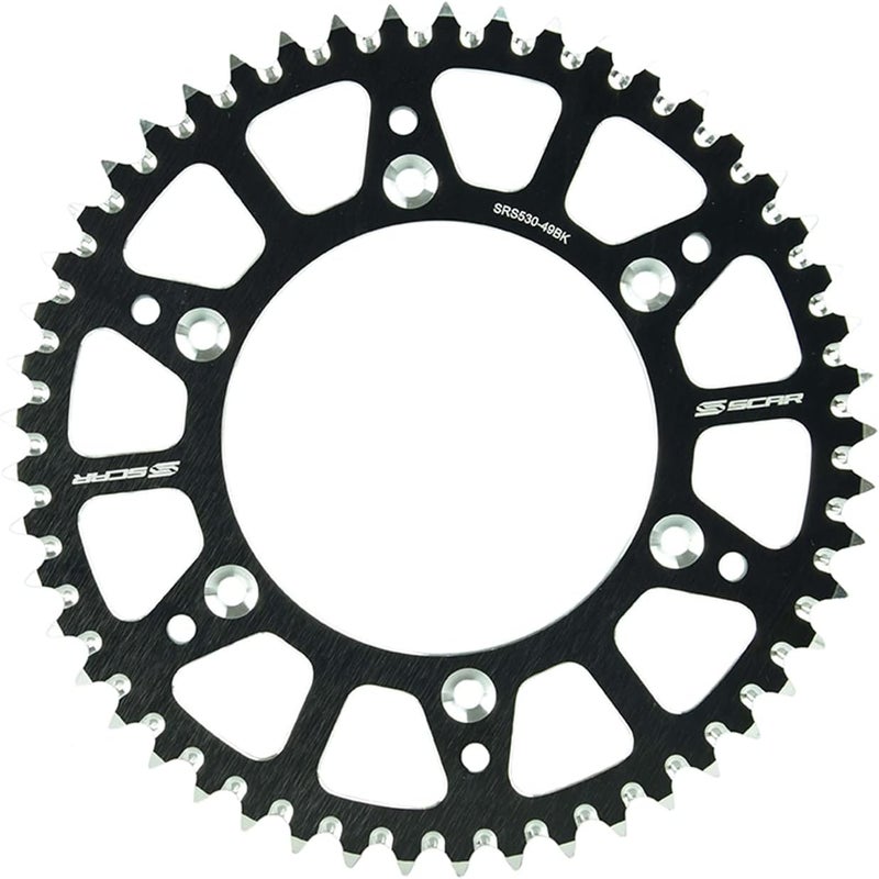 SCAR Aluminium Sprocket Compatible with KTM SX/SXF/EXC/EXCF 125 150 250 300 350 450 500 93-23 HUSQVARNA TC FC TX TE FE FX GASGAS 14-23 MC MCF EC ECF 21-23, Black - 52 Teeth Balanced structure - Image 1