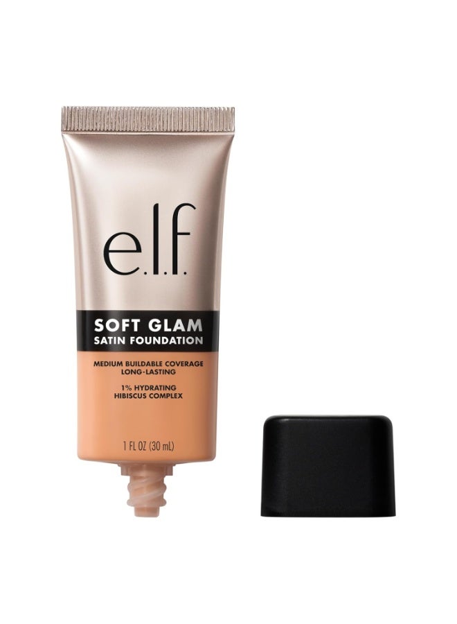 إلف كريم أساس e.l.f. Soft Glam، تغطية متوسطة، تركيبة تدوم طويلاً وقابلة للبناء للحصول على لمسة نهائية ناعمة وشبه مطفية (Satin)، نباتي ولم يُختبر على الحيوانات، درجة 35 Medium Cool، سعة 30 مل. - Image 1