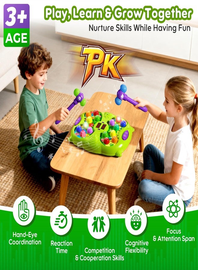 Noltola Whack Mole Game for Kids, Idea Gift for 3-12 Year Old Boys and Girls, Interactive Pounding Toy with 2 Hammers, Lights & Sounds, 3 Game Modes Educational Toy for 3 4 5 6+ Year Old Boys- Green - Image 2
