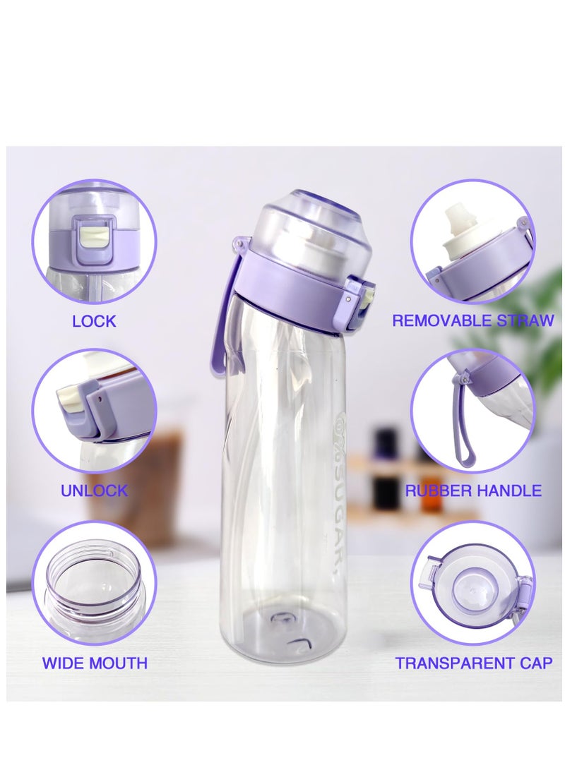 Air Up Water Bottle 650ML Scent Water Cup with 7 Flavour Pods Leak Proof Sports Water Cup with Straw Suitable for Outdoor Sports Gifts From Friends Birthday Gifts (Purple)