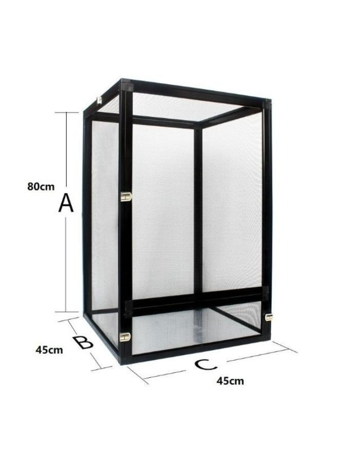 قفص شبكي للزواحف والحرباء مصنوع من سبائك الألومنيوم باللون الأسود/الفضي - 90×45×45 سم - Image 5