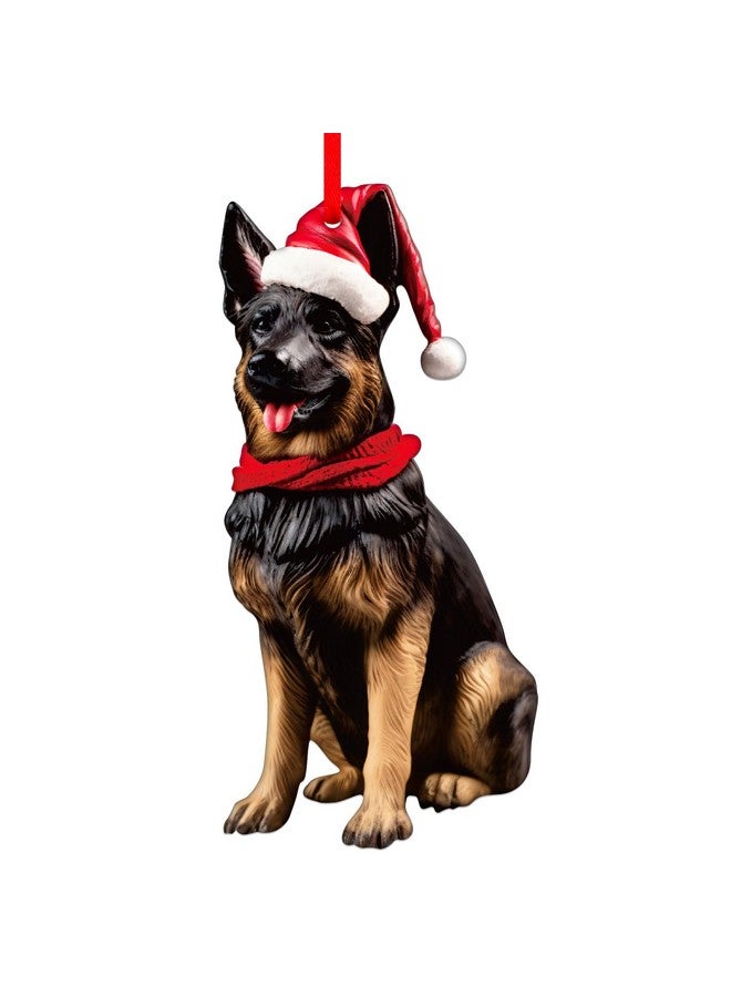 SICOHOME German Shepherd Christmas Ornament - German Shepherd Ornament for Christmas Tree Decorations Acrylic GSP Black German Shepherd Gifts for Women Men German Shepherd Dog Lovers - Image 1