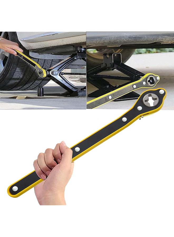X spring Spring Auto Labor-Saving Jack Ratchet Wrench, Car Jack Lug Wrench With Adapter, Universal 360 Degree Swivel Tire Wheel Jack Wrench, Car Jack Ratchet Wrench Hexagon For Travel Motorcycle, Car, Suv - Image 1