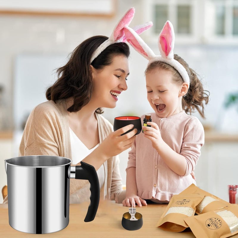 Harnico Candle Making Pouring Pot, Stainless Steel Wax Melting Pot with Heat-Resistant Handle, Double Boiler Candle Making Pitcher with Dripless Pouring Spout Design - Image 5