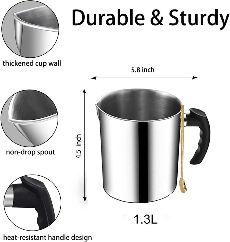 Harnico Candle Making Pouring Pot, Stainless Steel Wax Melting Pot with Heat-Resistant Handle, Double Boiler Candle Making Pitcher with Dripless Pouring Spout Design - Image 4