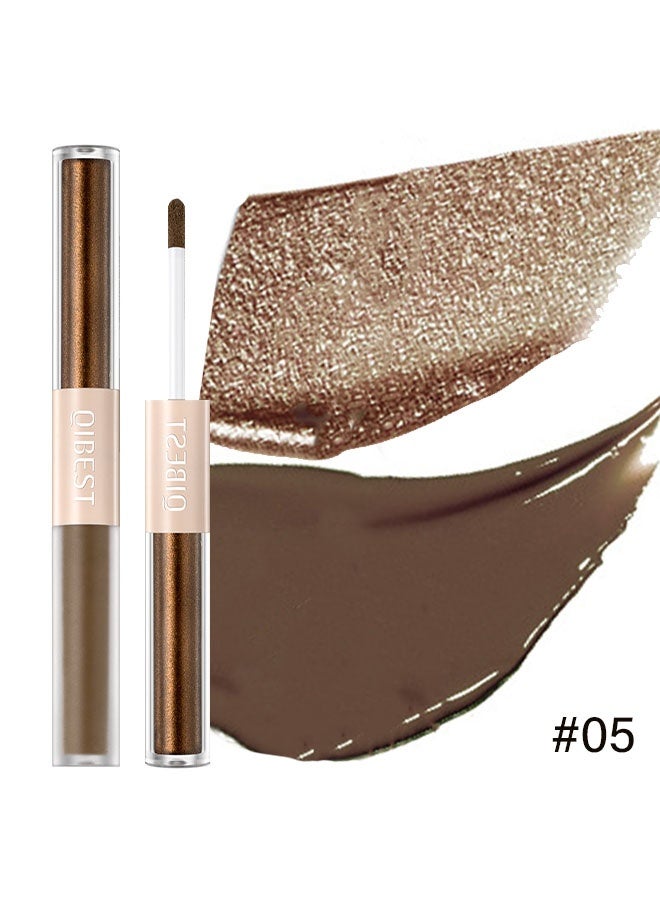 كيو آي بست ظلال العيون السائلة ذات النهاية المزدوجة في وقت الغروب - ظلال عيون سائلة باللون البني الداكن، عصا ظلال عيون مزدوجة النهاية المزخرفة باللون البرونزي غير اللامع، قلم قاعدة تمهيدية، سريع الجفاف، مقاوم للماء، طويل الأمد، قلم ظل العيون المضيء (#5) - Image 2