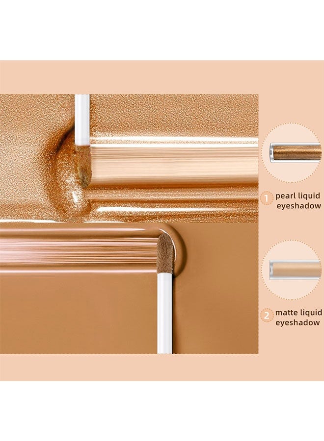 كيو آي بست ظلال العيون السائلة ذات النهاية المزدوجة في وقت الغروب - ظلال عيون سائلة باللون البني الداكن، عصا ظلال عيون مزدوجة النهاية المزخرفة باللون البرونزي غير اللامع، قلم قاعدة تمهيدية، سريع الجفاف، مقاوم للماء، طويل الأمد، قلم ظل العيون المضيء (#5) - Image 5