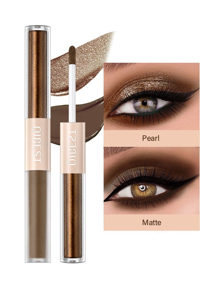 كيو آي بست ظلال العيون السائلة ذات النهاية المزدوجة في وقت الغروب - ظلال عيون سائلة باللون البني الداكن، عصا ظلال عيون مزدوجة النهاية المزخرفة باللون البرونزي غير اللامع، قلم قاعدة تمهيدية، سريع الجفاف، مقاوم للماء، طويل الأمد، قلم ظل العيون المضيء (#5) - Image 1