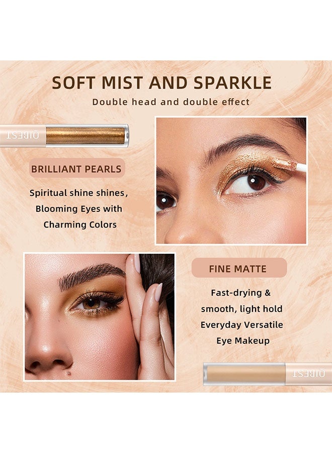 كيو آي بست ظلال العيون السائلة ذات النهاية المزدوجة في وقت الغروب - ظلال عيون سائلة باللون البني الداكن، عصا ظلال عيون مزدوجة النهاية المزخرفة باللون البرونزي غير اللامع، قلم قاعدة تمهيدية، سريع الجفاف، مقاوم للماء، طويل الأمد، قلم ظل العيون المضيء (#5) - Image 4