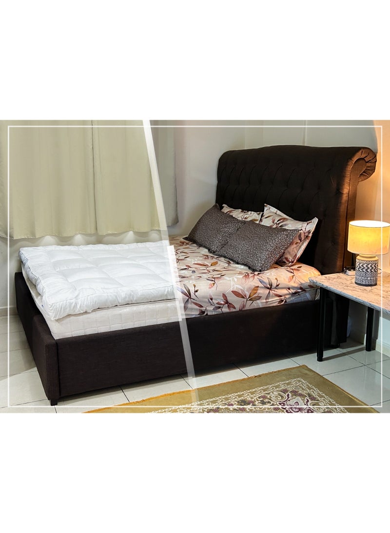 Fluffy Panda Beddings غطاء مرتبة فلوفي باندا، حجم 200x200 سم، حشوة ألياف بوليستر 1000 جرام لكل متر مربع، سمك 10 سم، قماش ميكروفايبر - Image 4