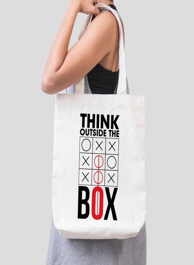 ARTBUG Tote Bag for Women, Aesthetic, Stylish, Ecofriendly, For College Girls, Office, Beach and Outings -Think Outside The Box Printed Canvas D - 290 - Image 3