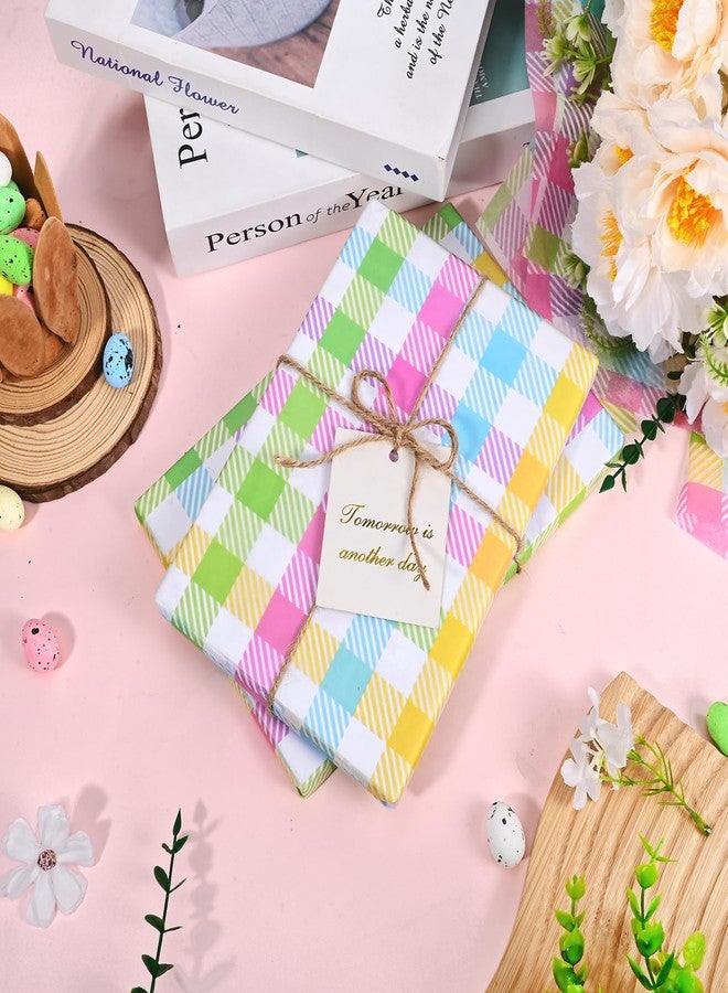 Bolsome 100Pcs Easter Plaid Tissue Paper Pastel Buffalo Check Gift Wrapping Paper Colorful Gingham Plaids Art Tissue for Spring Holiday Baby Shower Birthday Party DIY Craft Supplies, 20 x 14 Inch - Image 4